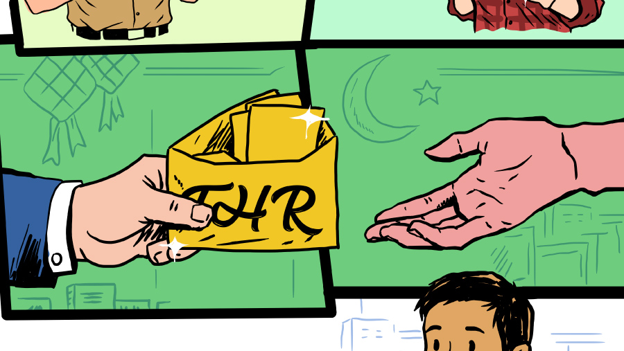 Ilustrasi THR. (Bloomberg Technoz/Arie Pratama)