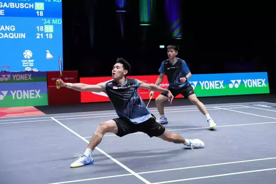 Pasangan ganda putra Indonesia Raymond Indra/Nikolaus Joaquin pada All England 2026. (Beritasatu.com/Humas PP PBSI)