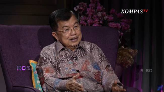 Wakil Presiden ke-10 dan ke-12 Jusuf Kalla alias JK saat di program ROSI, Kompas Tv, Kamis (7/3/2024). (Sumber: Tangkap Layar Kompas TV.)