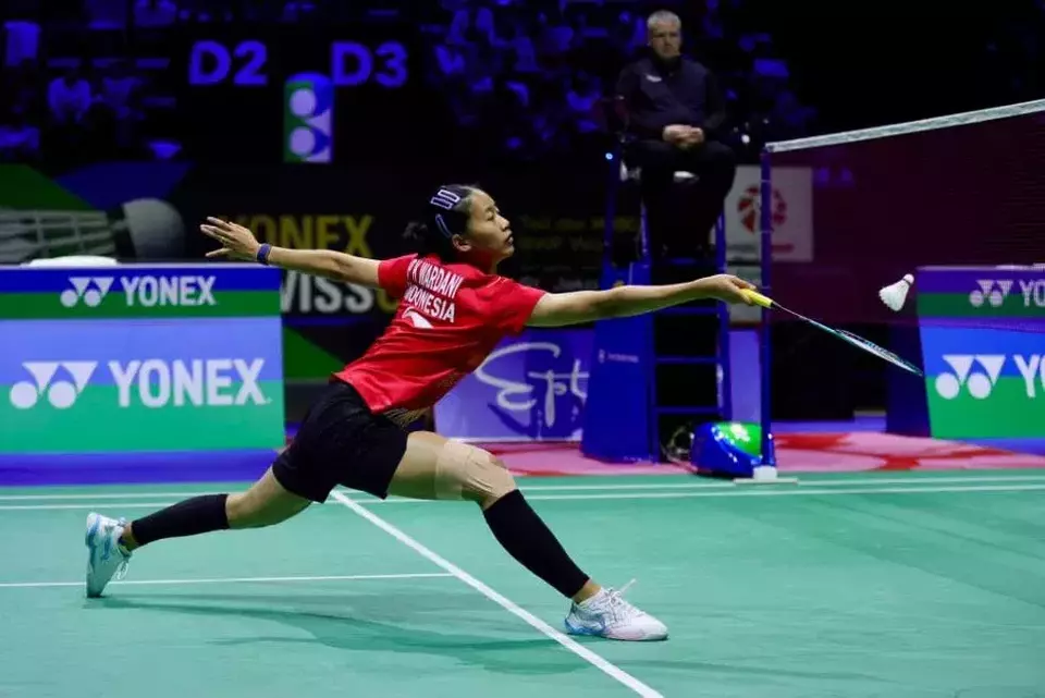 Putri Kusuma Wardani pada Swiss Open 2026. (Beritasatu.com/Humas PP PBSI)