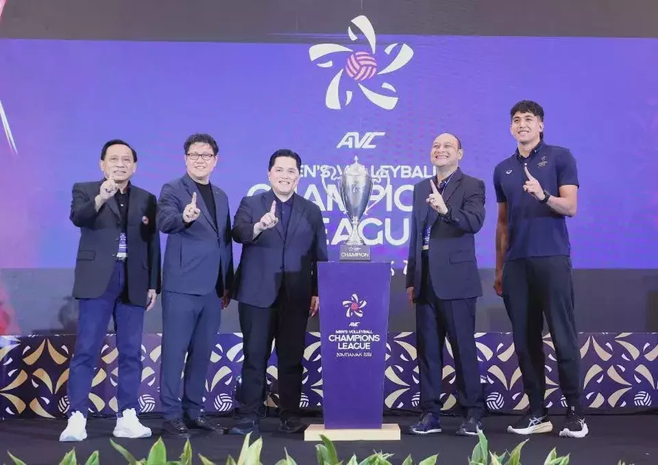 Konferensi pers AVC Men’s Volleyball Champions League 2026 di Jakarta, Minggu 15 Maret 2026. (Beritasatu.com/Bernadus Wijayaka)