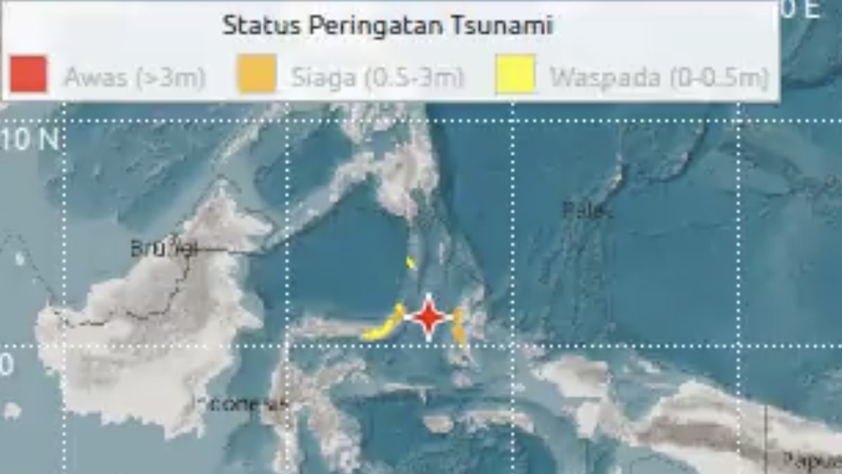 Foto: Tsunami di Maluku Utara dan Sulawesi Utara. (BMKG)