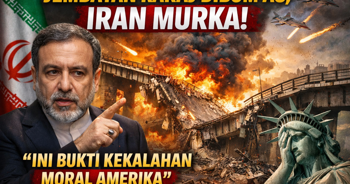 Ilustrasi serangan udara Amerika Serikat yang menghantam jembatan utama di Karaj (foto: AI)