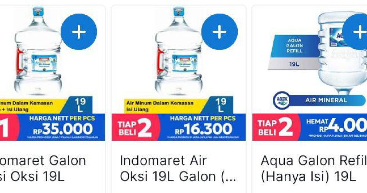 Ilustrasi harga galon air mineral (Klik Indomaret)