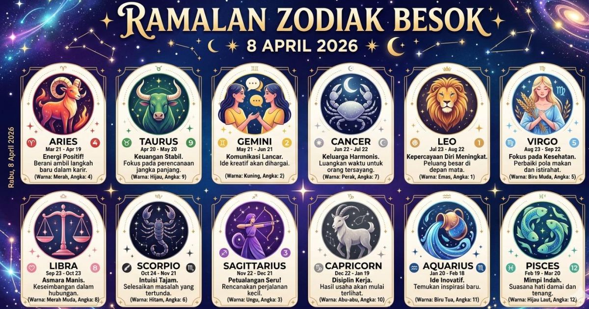 Ilustrasi ramalan zodiak 8 April 2026 (foto: AI)