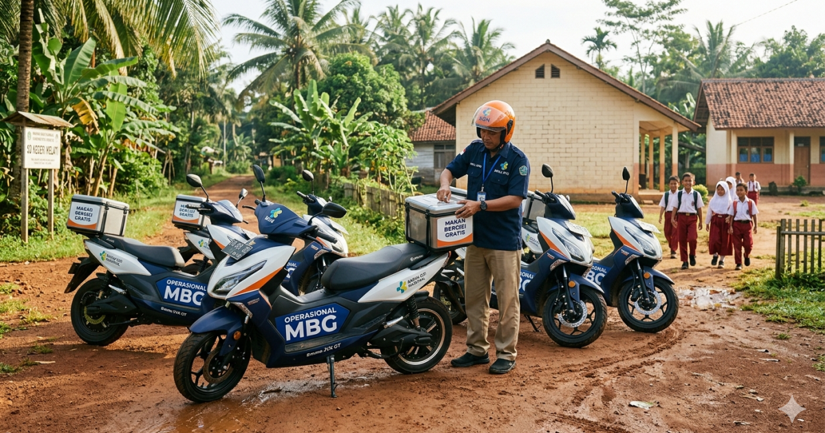 Ilustrasi Viral Motor Listrik Berlogo MBG