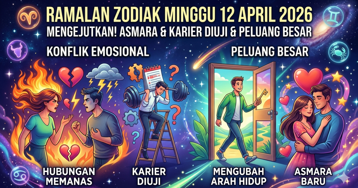 Ilustrasi ramalan zodiak 12 April 2026. (Foto: Gemini / Dayfri)