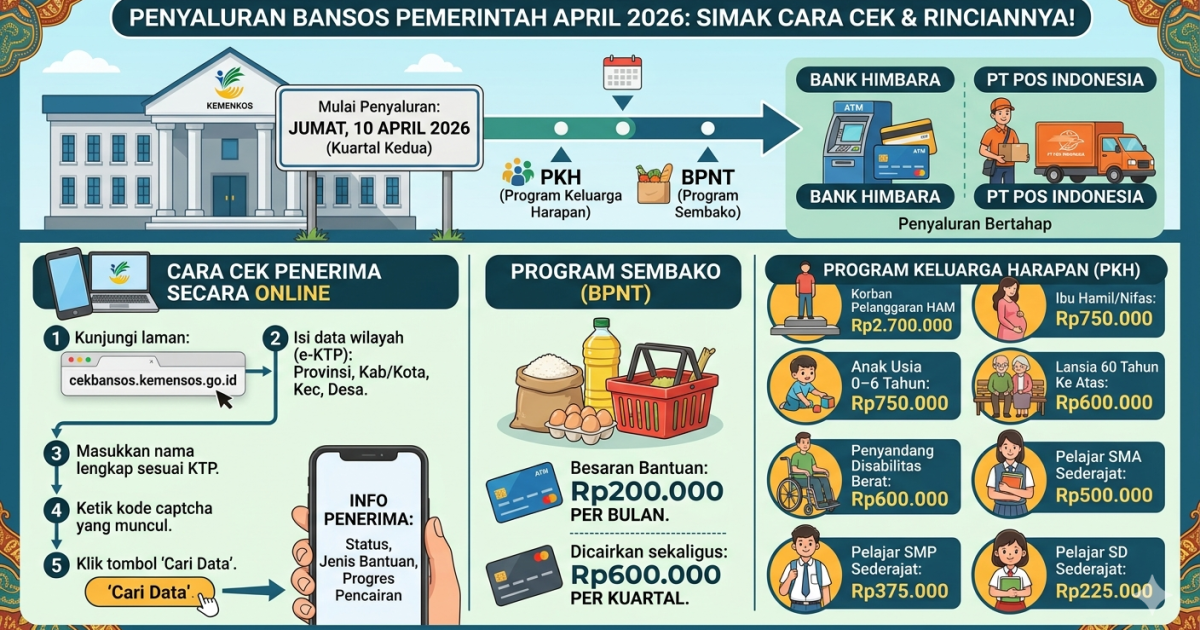 Ilustrasi Bansos PKH dan BPNT April 2026 (foto: Gemini/Dayfri Bisnis Market)