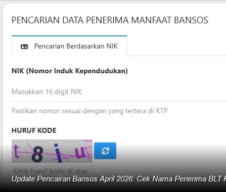 INFO RESMI KEMENSOS - Tampilan website cekbansos.kemensos.go.id saat diakses melalui layar ponsel pintar.