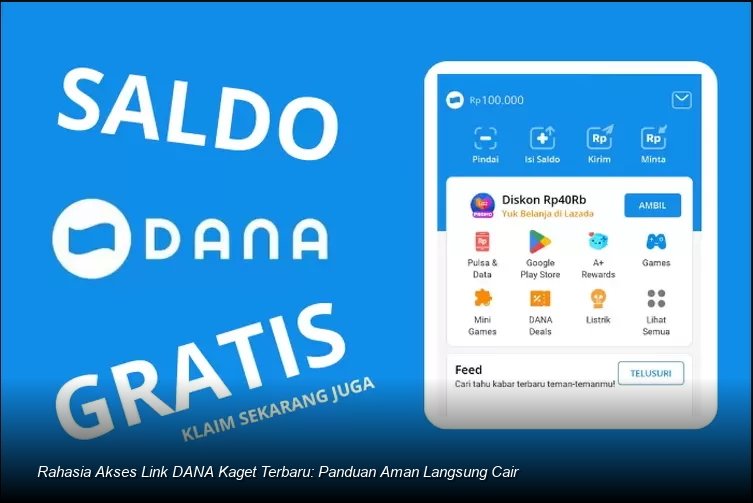Ilustrasi seseorang memegang ponsel dengan notifikasi saldo DANA yang bertambah.
