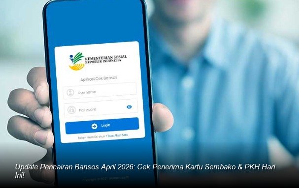 INFO RESMI KEMENSOS - Tampilan website cekbansos.kemensos.go.id di layar ponsel pintar yang sedang digunakan untuk memverifikasi status penerima bantuan sosial.