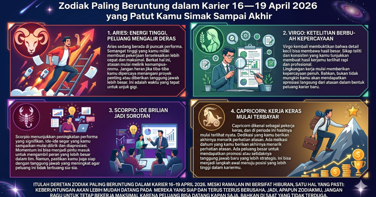 Ilustrasi ramalan zodiak karier 16–19 April 2026 (Gemini/Dayfri)