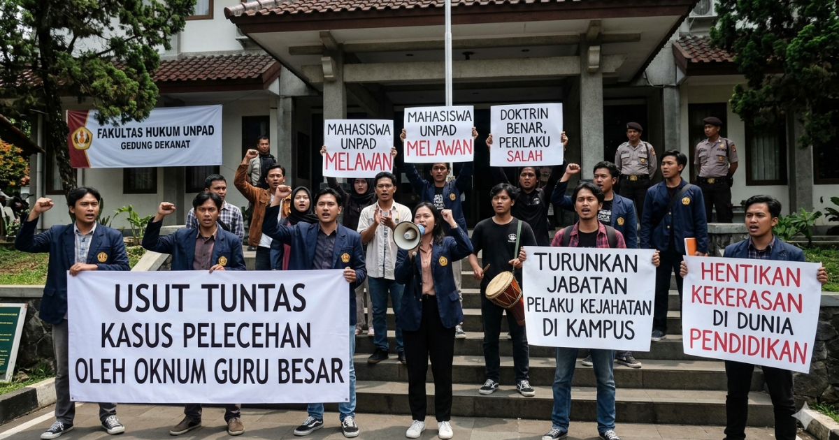 Ilustrasi dugaan pelecehan guru besar unpad jadi sorotan, kampus didesak bertindak tegas (Gemini/Dayfri)