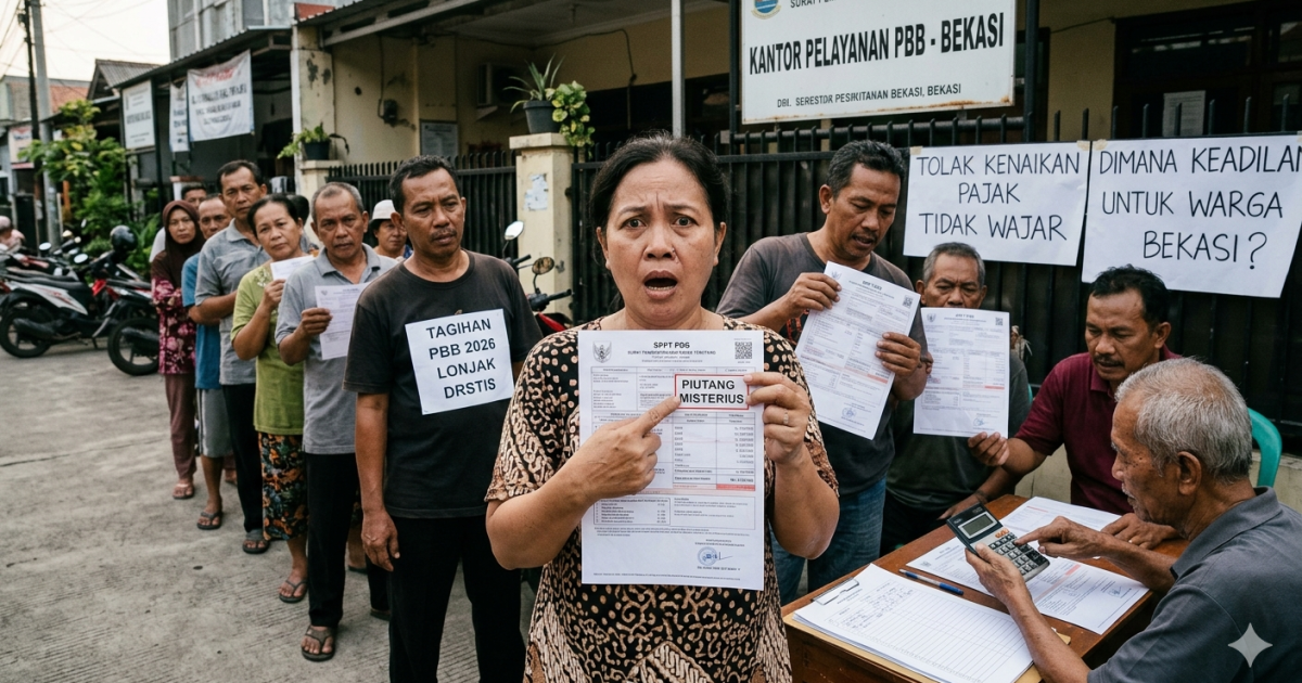 Ilustrasi Pajak Bumi dan Bangunan atau PBB Bekasi 2026 naik drastis (foto: Gemini/Dayfri)