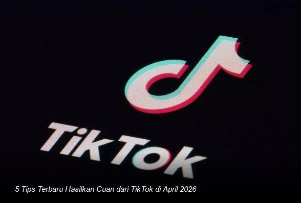 Ilustrasi tangan memegang smartphone yang menampilkan aplikasi TikTok dengan grafik pendapatan yang terus meningkat dan notifikasi transfer bank yang sukses.