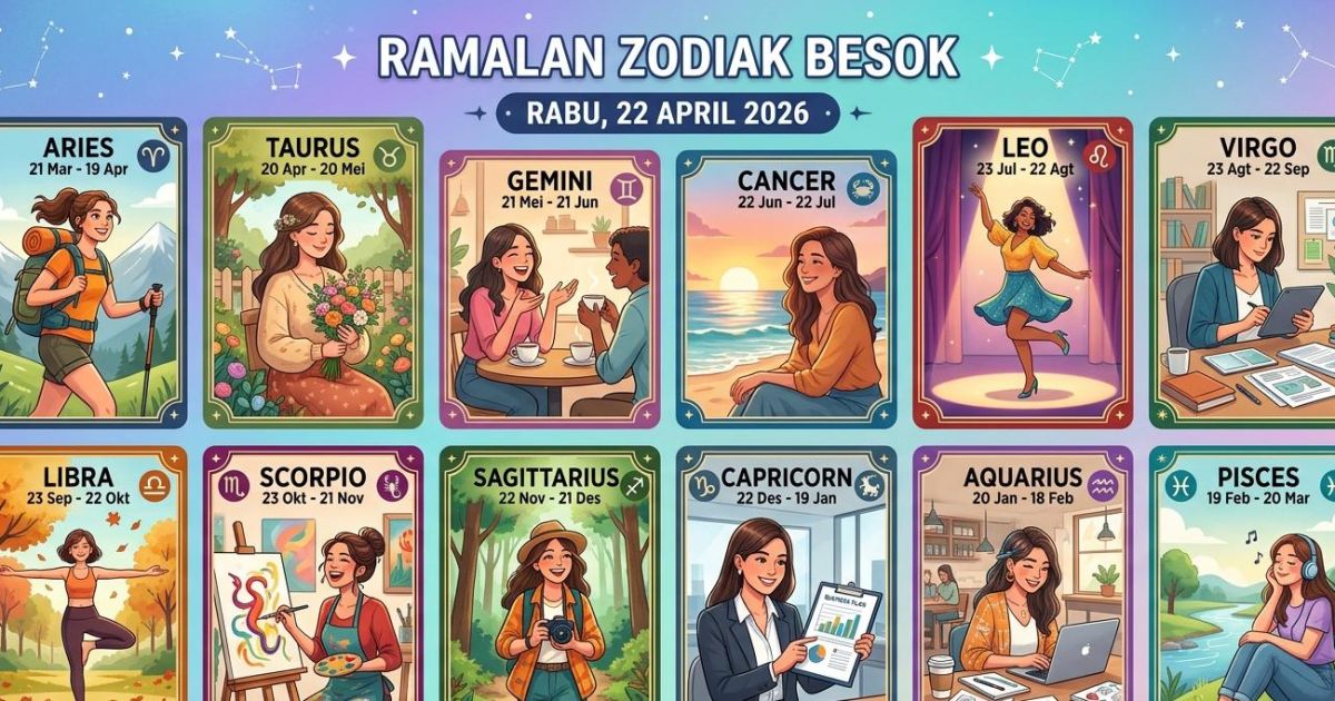 Ilustrasi ramalan zodiak besok 22 April 2026 (foto: Gemini/Dayfri)