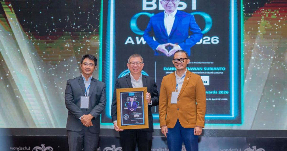 Bank Jakarta berhasil meraih dua penghargaan bergengsi dalam ajang Indonesia 50 Best Chief Executive Officer Awards & Indonesia Best Chief Operations Officer Awards 2026.Foto.Lek.
