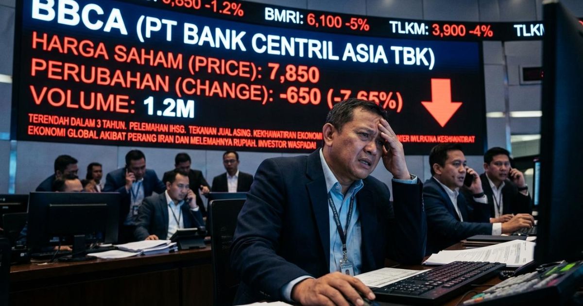 Saham PT Bank Central Asia Tbk (BBCA) kembali mengalami tekanan hebat pada perdagangan Jumat, 24 April 2026. (Foto: AI)