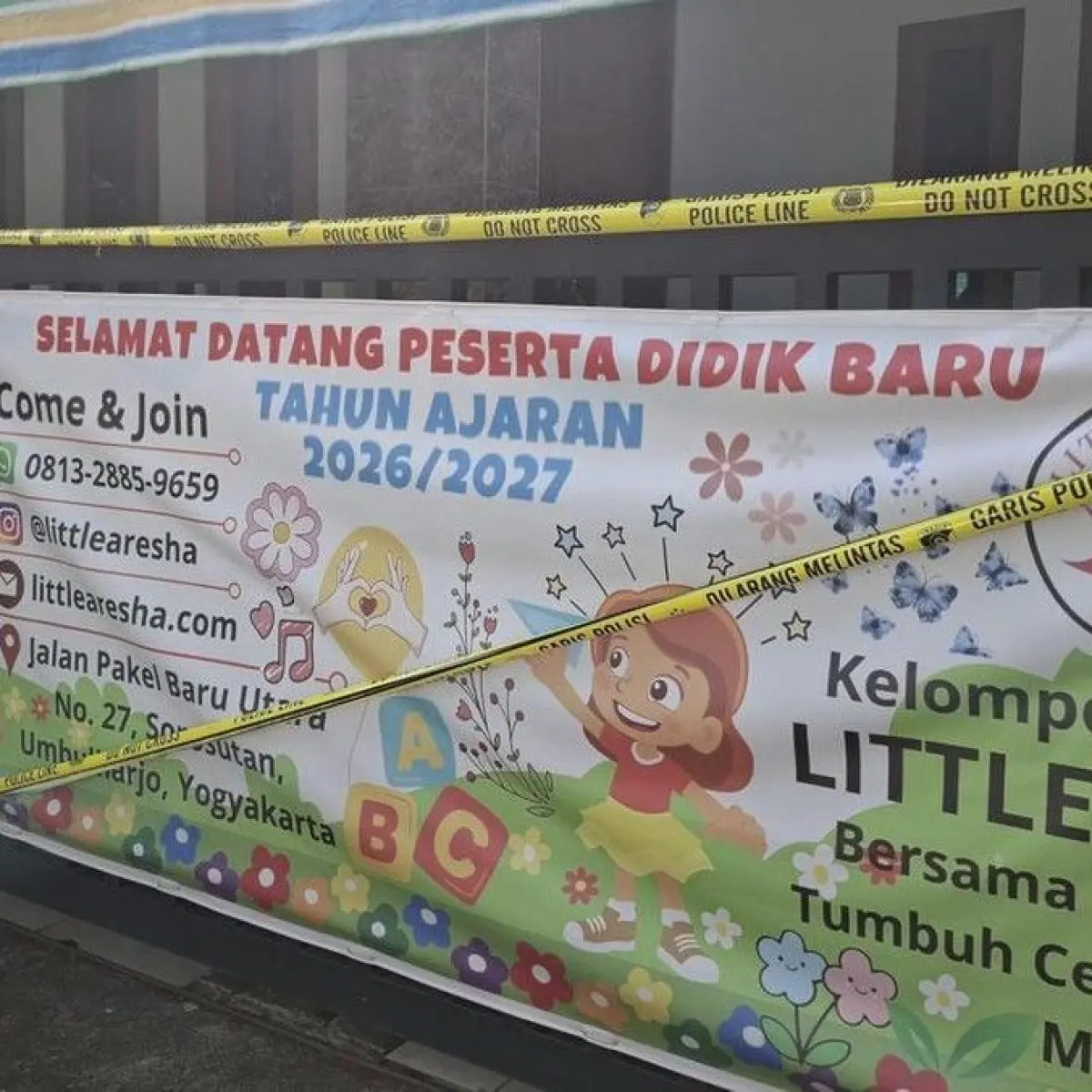 Lokasi tempat penitipan anak (daycare) usai digrebek polisi karema diduga melakukan penganiayaan terhadap anak di Sorosutan, Umbulharjo, Kota Jogja, Sabtu (25/4/2026). Foto: Serly Putri Jumbadi/detikJogja.