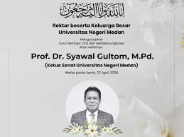 Foto: Ucapan duka cita atas meninggalnya Prof Syawal Gultom (Dok. Instagram Unimed)