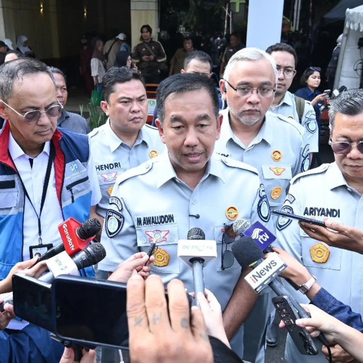 Direktur Utama Jasa Raharja Muhammad Awaluddin menyampaikan keterangan kepada awak media./Istimewa.