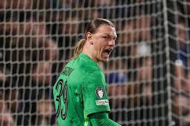 PSG goalkeeper Matvey Safonov after making a save against Chelsea Adrian Dennis/AFP via Getty Images