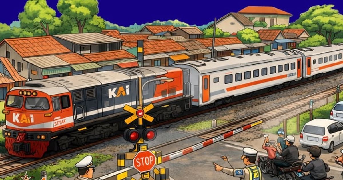 Ilustrasi perlintasan kereta api/Instagram