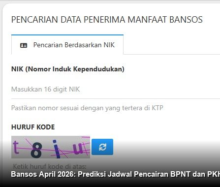 INFO RESMI KEMENSOS - Tampilan antarmuka pengecekan status penerima bansos melalui laman resmi Kemensos di perangkat ponsel pintar.