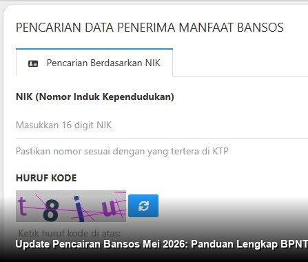 INFO RESMI KEMENSOS - Tampilan layar HP yang menunjukkan proses verifikasi data penerima bantuan sosial melalui situs resmi Kemensos.