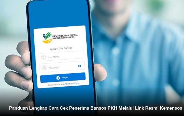 INFO RESMI KEMENSOS - Tampilan layar utama website cek bansos Kemensos yang menunjukkan kolom pengisian wilayah dan nama penerima manfaat untuk verifikasi bantuan sosial secara transparan.