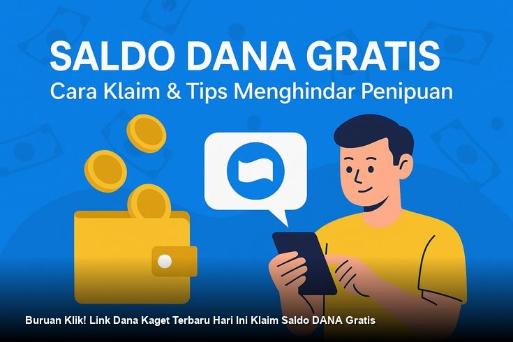 Ilustrasi tangan memegang smartphone yang menampilkan notifikasi saldo masuk dengan latar belakang koin emas yang bertebaran.