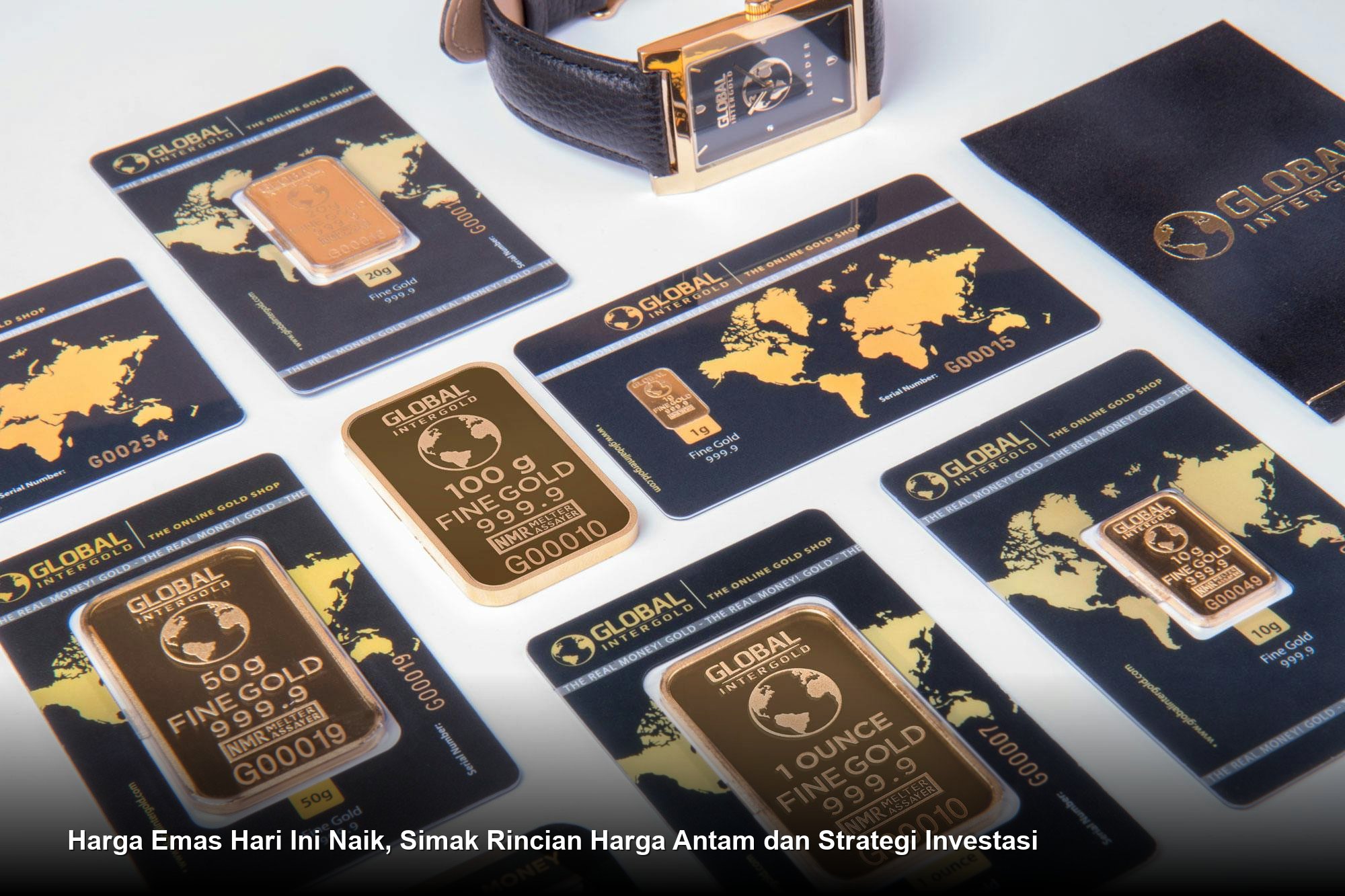 Deretan emas batangan murni yang berkilau di atas grafik fluktuasi harga pasar yang menunjukkan tren kenaikan.