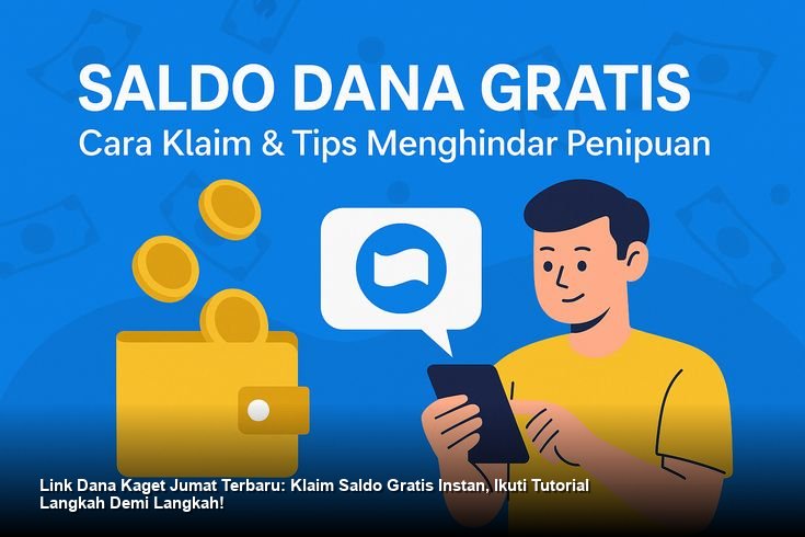 Ilustrasi seseorang dengan cepat menekan layar smartphone yang menampilkan notifikasi amplop merah digital dari aplikasi DANA.