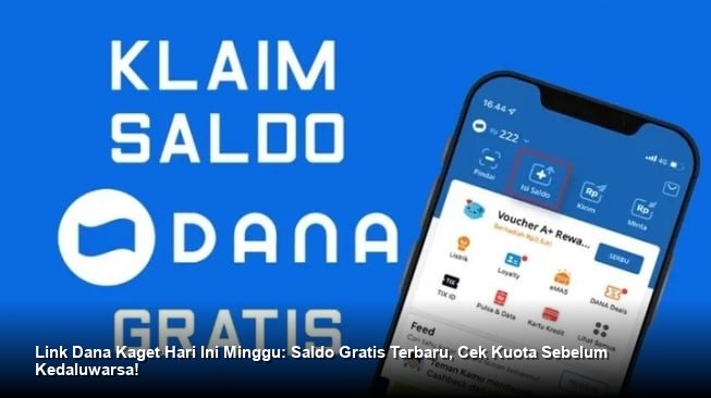 Ilustrasi tangan memegang smartphone dengan notifikasi amplop digital DANA berwarna merah menyala di layar.