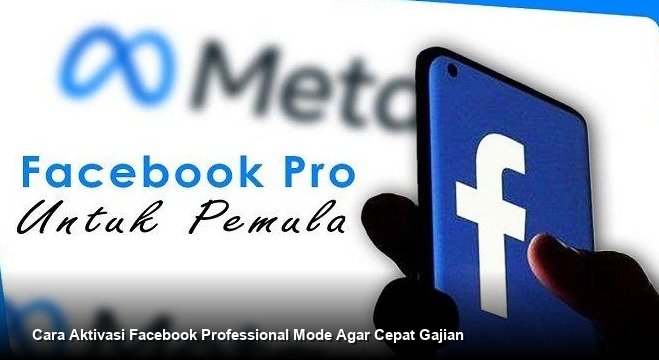 Ilustrasi layar smartphone yang menampilkan menu Dashboard Profesional Facebook dengan grafik pendapatan yang meningkat tajam dan notifikasi pembayaran masuk.