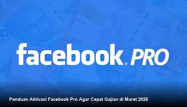 Ilustrasi layar smartphone yang menampilkan profil Facebook Professional Mode dengan grafik pertumbuhan followers yang meningkat tajam dan notifikasi saldo pembayaran masuk.