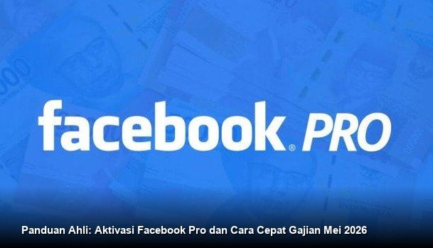 Ilustrasi tampilan dasbor Facebook Professional Mode di smartphone yang menunjukkan statistik engagement positif dan notifikasi pembayaran yang siap ditarik.