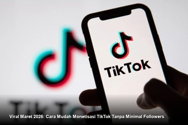Smartphone menampilkan aplikasi TikTok dengan notifikasi komisi penjualan yang terus bertambah di layar utama.
