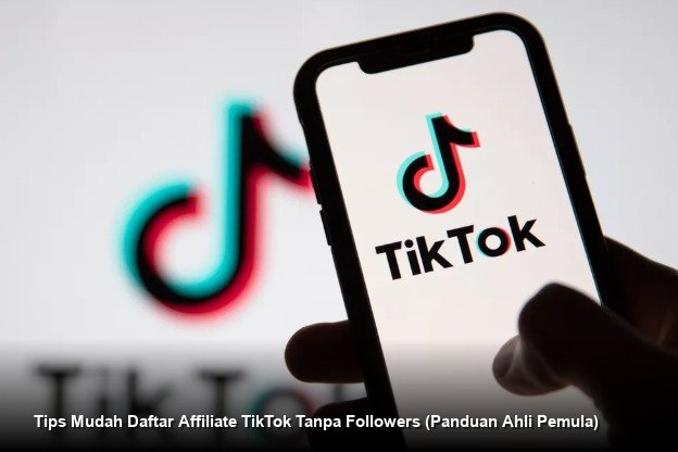 Ilustrasi smartphone menampilkan antarmuka TikTok yang menunjukkan notifikasi saldo pendapatan hijau dan tombol 'Daftar Afiliasi' yang aktif.