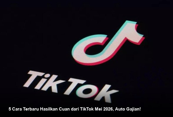 Ilustrasi smartphone menampilkan antarmuka TikTok dengan notifikasi transfer uang masuk yang besar, menyimbolkan kesuksesan finansial dari konten viral.