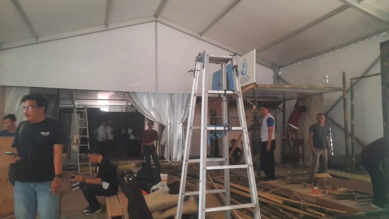 Lapang Cangehgar Palabuhanratu Disulap Jadi Kampung Bambu untuk HJKS Sukabumi