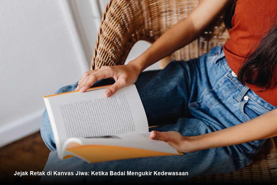 Seorang wanita muda berdiri di tepi tebing saat matahari terbenam, memandang cakrawala yang luas dengan ekspresi tenang dan penuh pemikiran.