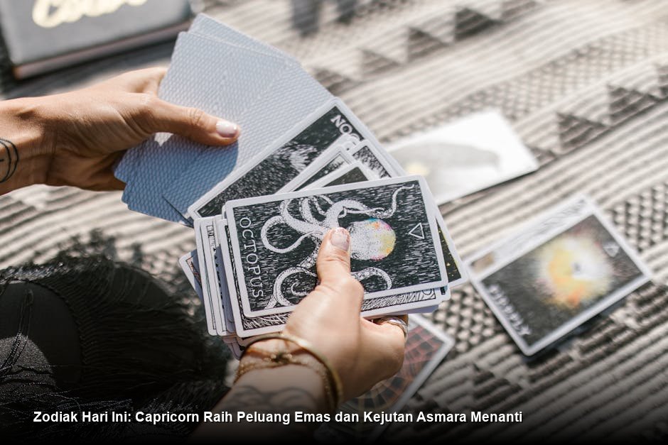 Ilustrasi estetik rasi bintang Capricorn yang bersinar terang di langit malam dengan sentuhan warna emas dan biru tua.