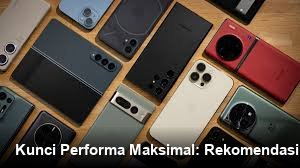 Tampilan visual perbandingan beberapa model ponsel pintar dengan fokus pada spesifikasi RAM yang besar.