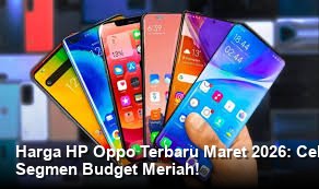 Tampilan depan dan belakang smartphone Oppo modern dengan modul kamera menonjol, diletakkan di atas permukaan studio minimalis berwarna putih.