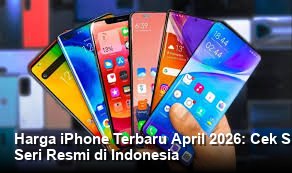 Tampilan elegan deretan iPhone terbaru dalam balutan warna premium, dipajang di atas meja kaca dengan pencahayaan studio yang menonjolkan detail desain bodi.