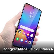 Tampilan close-up beberapa model smartphone modern dengan latar belakang uang kertas nominal dua jutaan.
