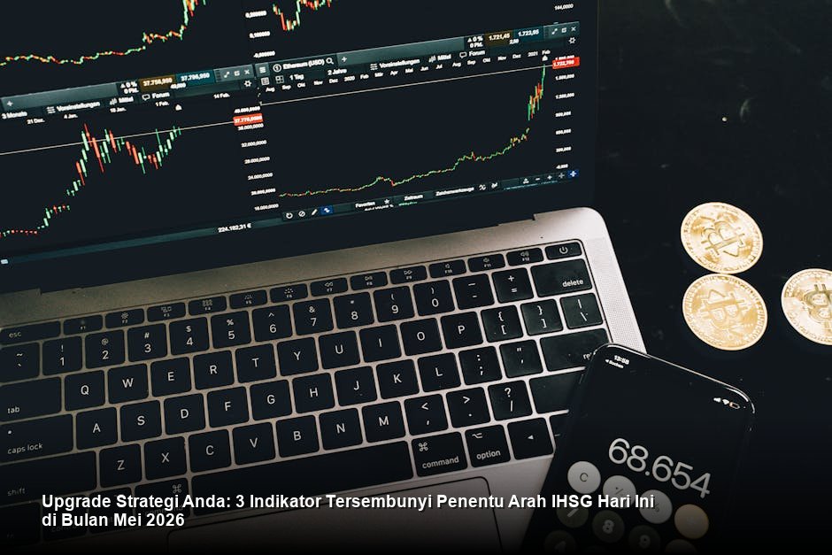 Tampilan grafik *candlestick* saham berwarna hijau cerah yang menunjukkan tren kenaikan stabil di layar monitor bursa saham yang futuristik.