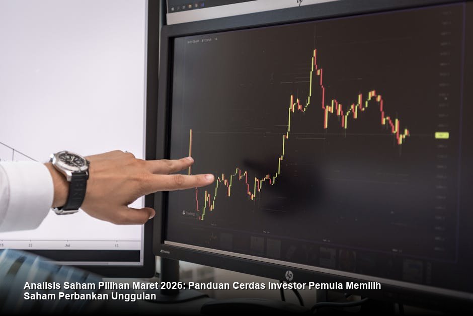 Visualisasi grafik harga saham bank utama berwarna hijau yang menunjukkan tren kenaikan jangka panjang di layar monitor bursa modern.