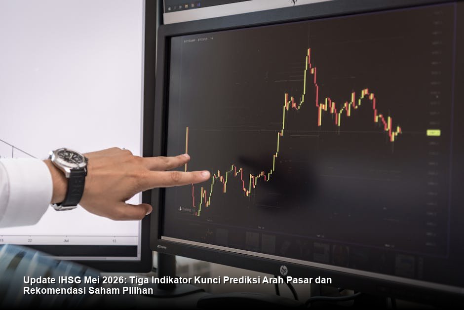 Tampilan chart candlestick saham berwarna hijau yang dominan, menunjukkan tren kenaikan moderat di Bursa Efek Indonesia.